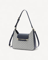 شنطة كتف مونوغرام هاف مون بحزام لون كحلي - 1